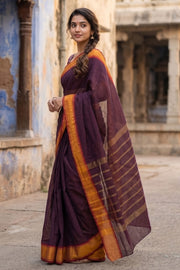 Purple Handloom Chettinad Cotton Saree 10075873