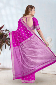 Magenta Pink Kanjivaram Vegan Silk Saree 10075588