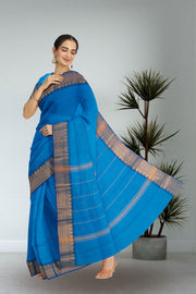 Blue Handloom Chettinad Cotton Saree 10075095