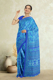 Blue Kashmiri Printed Silk Saree 10075992