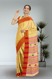 Yellow Bengal Handwoven Cotton Saree 10075336