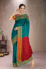 Teal Kanjivaram Vegan Silk Saree 10075549