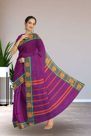 Magenta Handloom Chettinad Cotton Saree Without Blouse 10075197