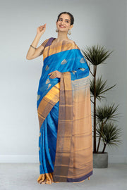 Blue Kanjivaram Vegan Silk Saree 10076025