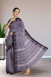 Mauve Handloom Chettinad Cotton Saree Without Blouse 10075163