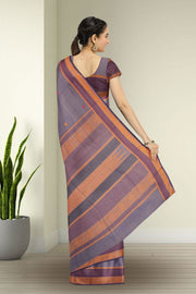 Pewter grey Handwoven Kanchi Cotton Saree 10067807