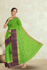 Green Handloom Chettinad Cotton Saree Without Blouse 10075166