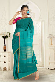 Teal Blue Kanjivaram Silk Saree with Checks Design 10075530