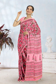 Pink Sanganeri Printed Silk Cotton Saree 10075711