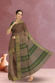 Brown Maheshwari Silk Cotton Saree 10075254