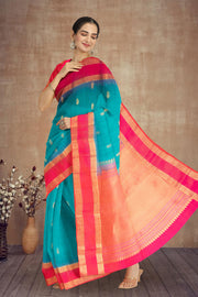Blue Handloom Kanjivaram Soft Silk Saree 10075694