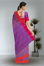 Purple Art Silk Kanjivaram Saree With Checks Design 10076319