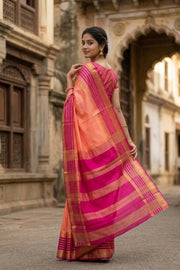 Peach Semi Mysore Crepe Silk Saree 10077825 