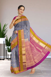 Grey Handloom Kanjivaram Silk Saree 10071950