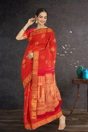Husker Red Nakashi Kanjivaram Silk Saree 10075525