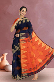 Blue Bengal Handwoven Cotton Saree 10075328