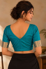 Summer Sea Green Kanjivaram Silk Blouse 10076640