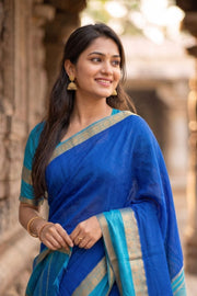 Royal Blue Mysore Semi Crepe Silk Saree 10077216
