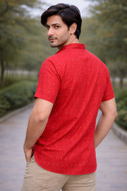 Ikat Cotton Men's Short Kurta With Slim-Fit Design & Front Pocket 10076950