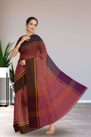 Mauve Handloom Chettinad Cotton Saree Without Blouse 10075158