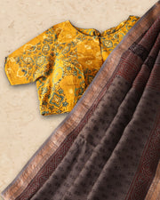 Yellow Ajrakh Printed Cotton Blouse 10073369