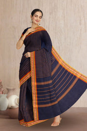 Blue Handloom Chettinad Cotton Saree 10072613