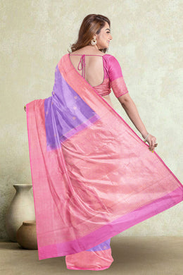  Periwinkle Purple Korvai Kanjivaram Silk Saree 10075624