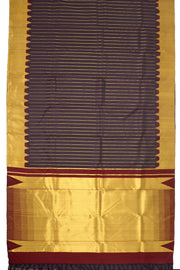 Brown Ettukol Kanjivaram Silk Saree with Temple Border 10077912