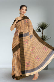 Brown Bengal Handwoven Cotton Saree 10075333