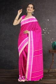 Pink Art Silk Kanjivaram Saree With Stripes Design 10076328