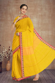 Yellow Handloom Kanchi Cotton Saree 10071732