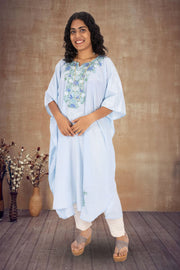 Blue Sozni Embroidered Crepe Silk Kaftan 10064735