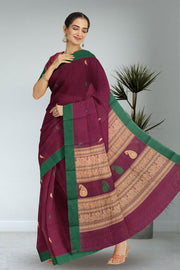 Purple Handwoven Kanchi Cotton Saree 10066812