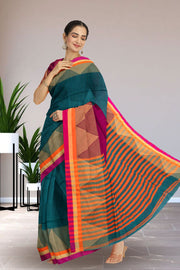 Green Bengal Handwoven Cotton Saree 10075324