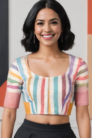 Multi Colour Andhra Cotton Blouse 10074428