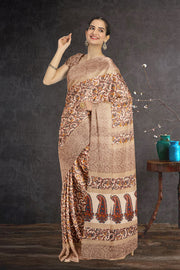 Beige Kashmiri Printed Silk Saree 10075986