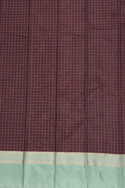 Maroon Vegan Silk Kanjivaram Saree With Checks Design 10077936