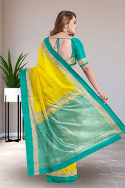 Yellow Handloom Kanjivaram Soft Silk Saree 10075679