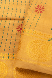 Mustard Yellow Striped Sungudi Saree 10078047