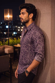 Lavender Full Sleeve Vanaspathi Print Modal Silk Mens Shirt 10074065