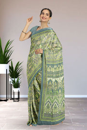Green Kashmiri Printed Silk Saree 10075985