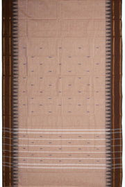 Brown Handloom Chettinad Cotton Saree Without Blouse 10075190
