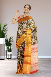 Green Pure Silk Tissue Bridal Korvai Kanjivaram Saree 10068039