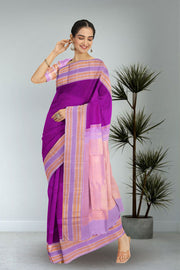 Dark Magenta Korvai Kanjivaram Silk Saree 10075521