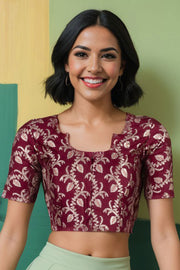 Maroon Banarasi Chiniya Silk Blouse 10075007