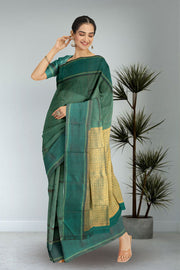 Myrtle Green Monotone Kanjivaram Silk Saree 10075527