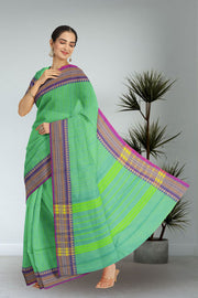 Green Handloom Chettinad Cotton Saree Without Blouse 10075148