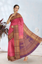 Rouge Pink Threadwork Kanjivaram Silk Saree 10067867