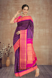 Ripe Plum Korvai Kanjivaram Silk Saree 10075664