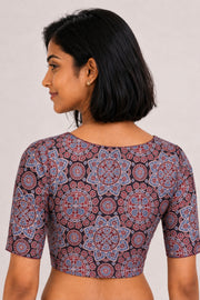 Black Ajrakh Printed Cotton Blouse 10069603